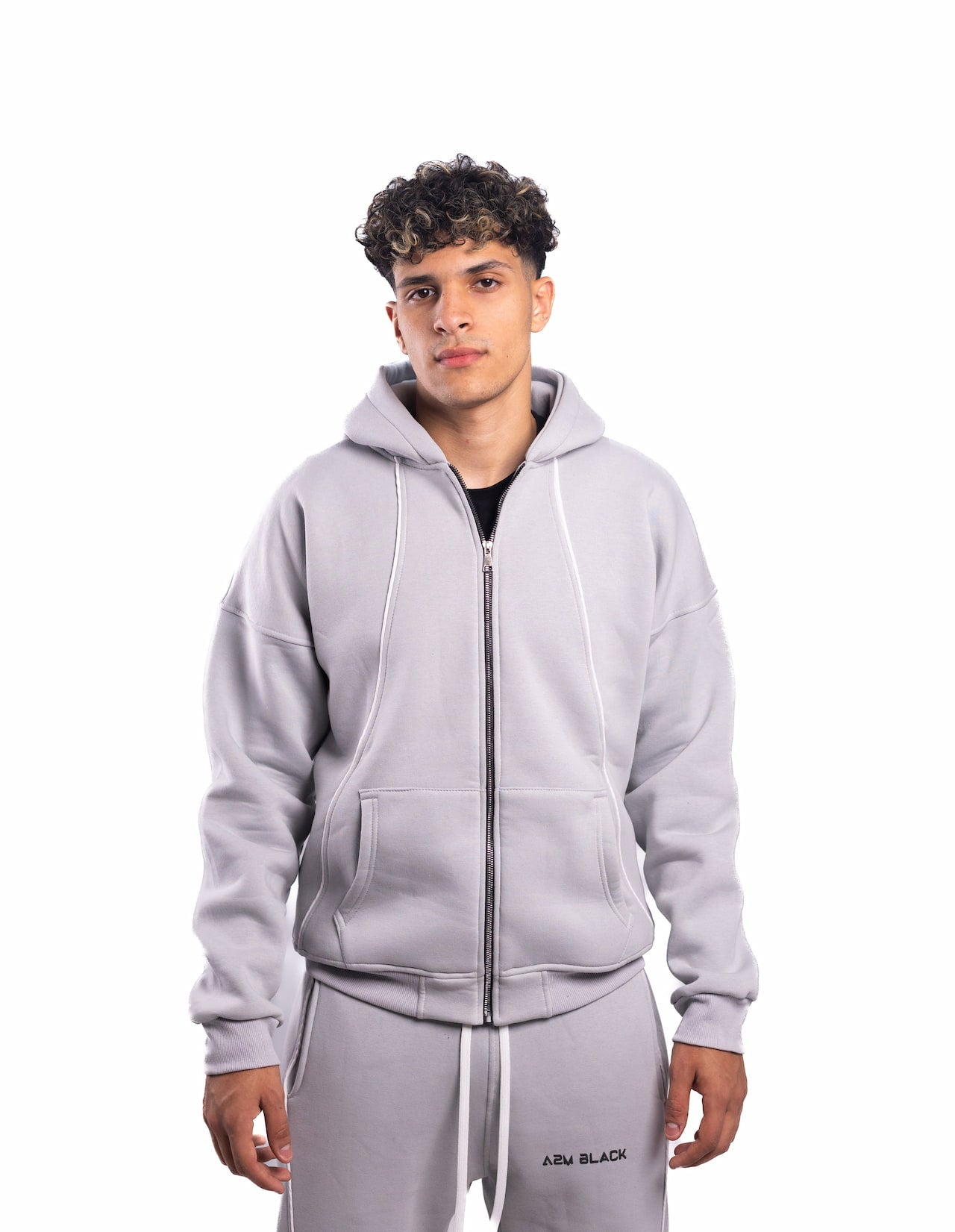 Soft Fog Grey Zip Hoodie