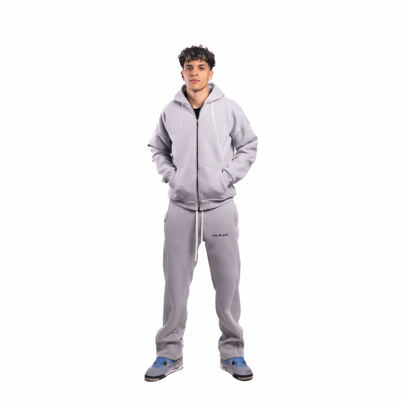 Soft Fog Grey Zip Hoodie