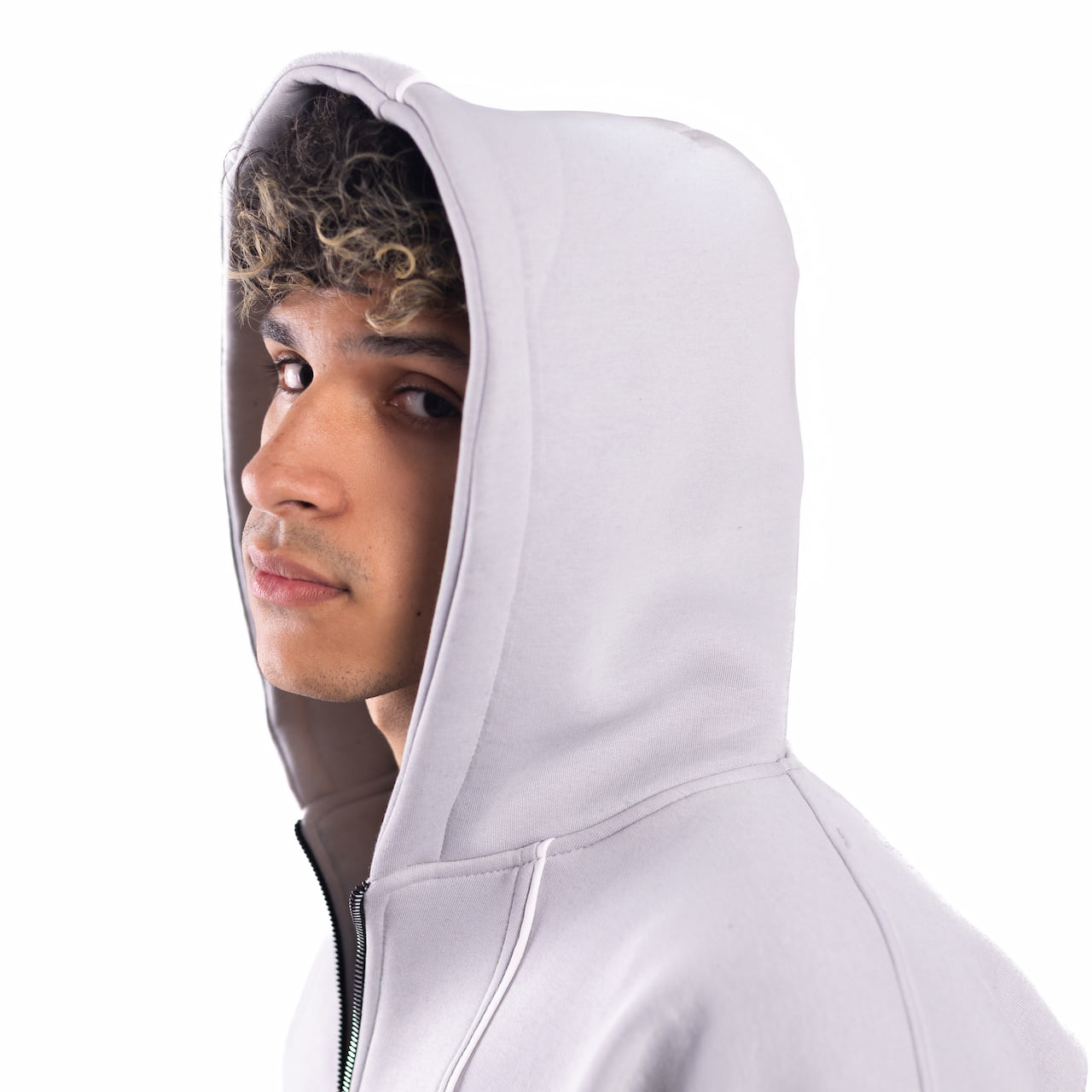 Soft Fog Grey Zip Hoodie